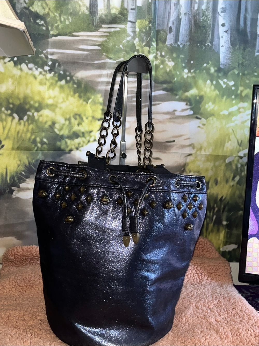Disney “ The Night Before Christmas” Indigo Blue Glitter Bucket Bag